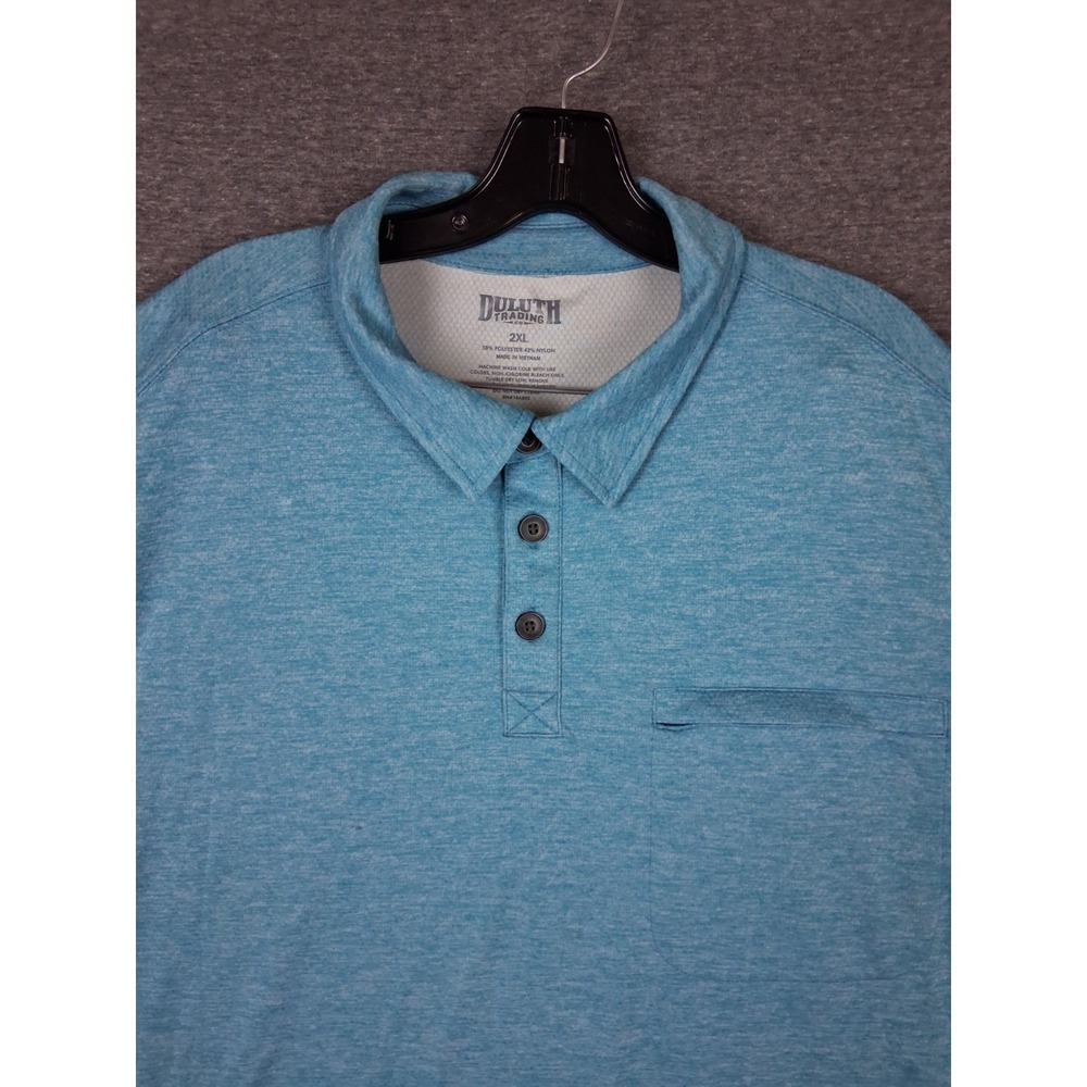 Duluth Mens‎ Shirt 2XL Light Blue Polo Casual Nylon Performance Golf Outdoor